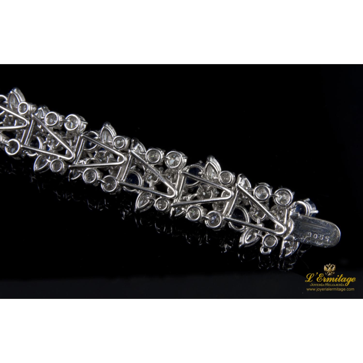 Pulsera de brillantes y zafiros francesa años 60-70 contrastada y numerada