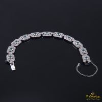 Pulsera art-deco oro blanco diamantes y esmeraldas