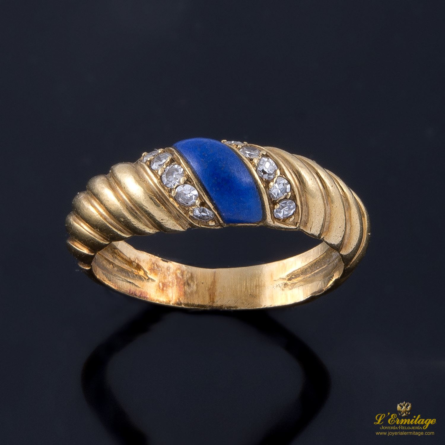 Sortija oro amarillo esmalte y diamantes