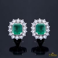 PENDIENTES<BR>PENDIENTES ORO BLANCO, ESMERALDAS Y DI...