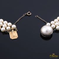 Collar perlas cultivadas 3 hilos broche plata perla japonesa