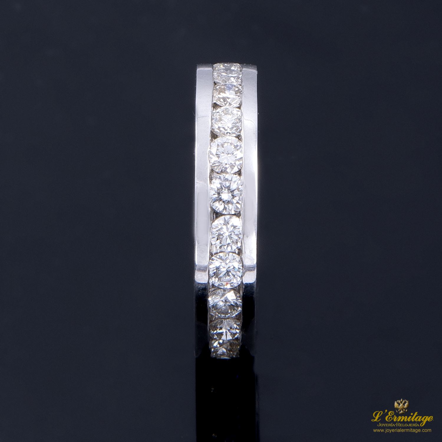 Sortija alianza catalana oro blanco y diamantes. Talla nº 12.