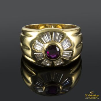ANILLOS / SORTIJAS<BR>SORTIJA EN ORO AMARILLO CON RUBÍ Y DIA... · ref.: AIM