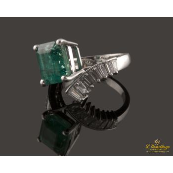 ANILLOS / SORTIJAS<BR>SORTIJA EN ORO BLANCO CON ESMERALDA Y ... · ref.: SMX