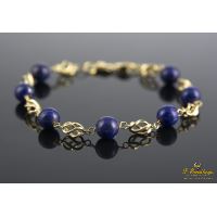 Pulsera realizada en oro amarillo con bolas de lapislázulis.