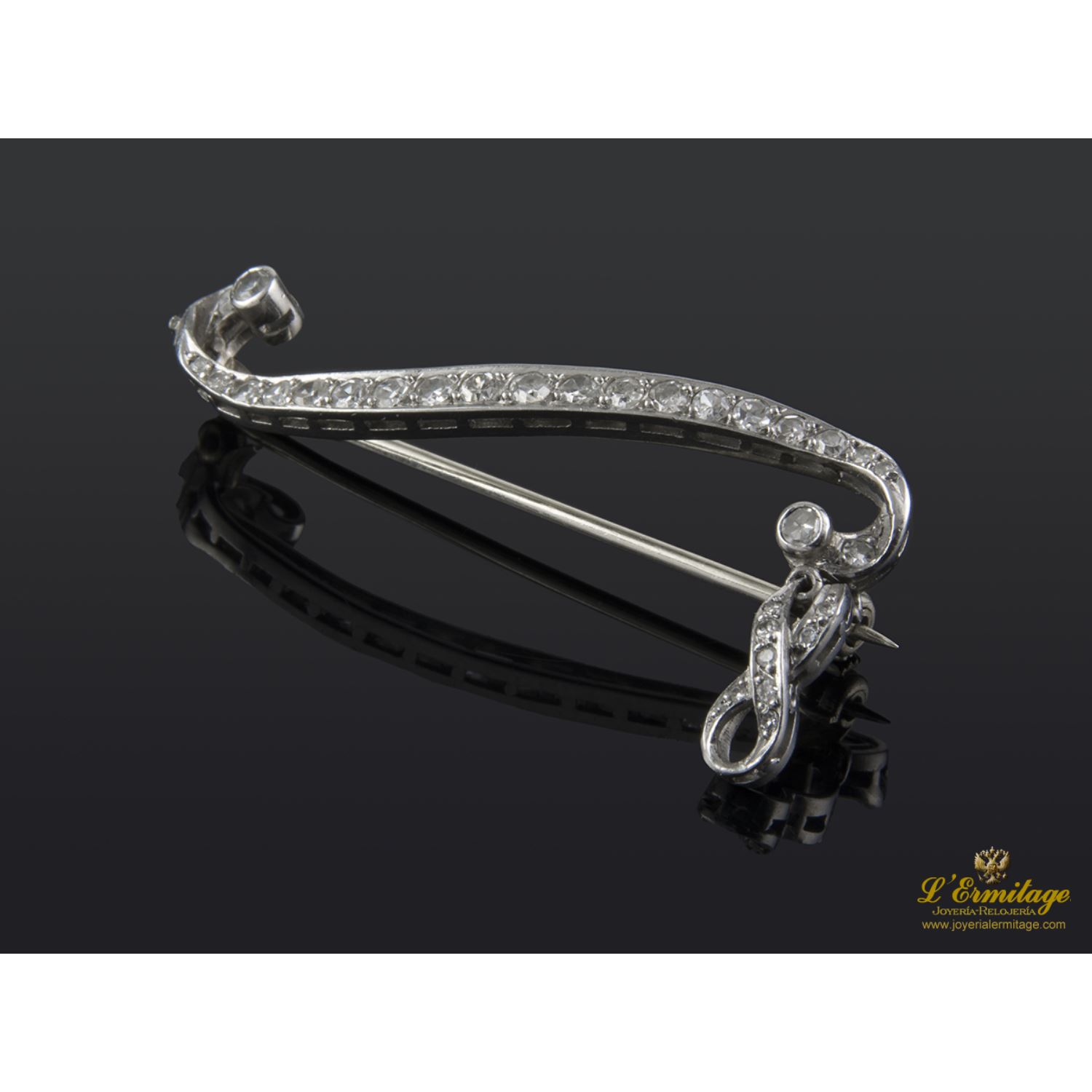 Broche-alfiler antiguo oro blanco y diamantes