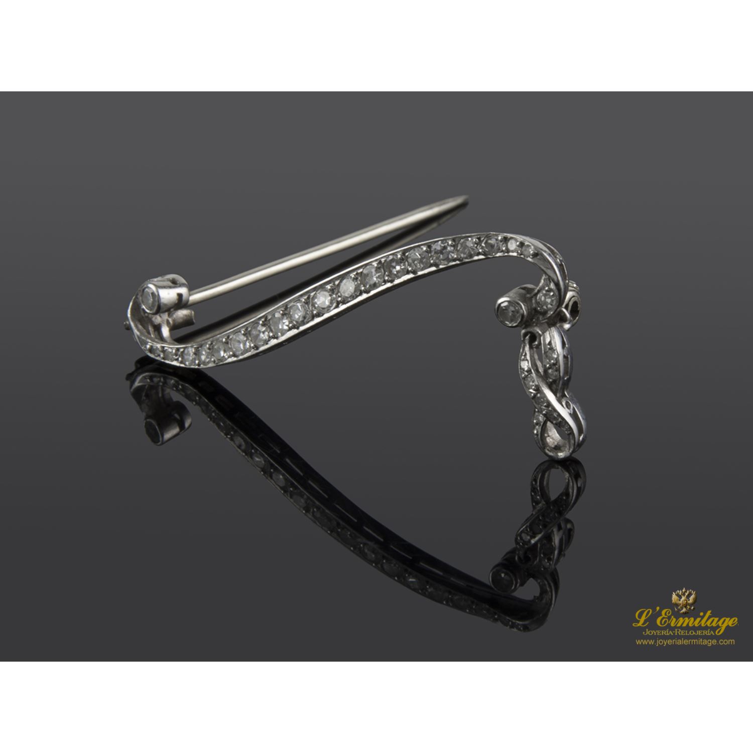 Broche-alfiler antiguo oro blanco y diamantes