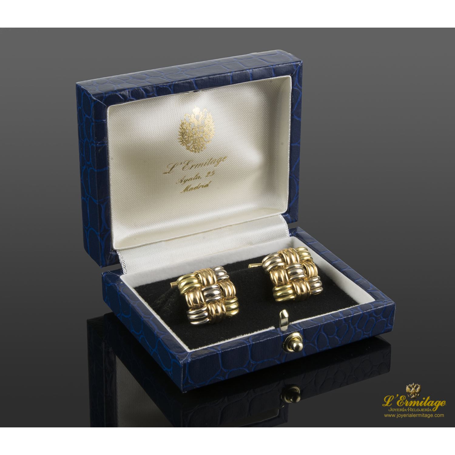 Gemelos oro amarillo cuadrados 