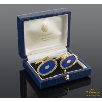 GEMELOS<BR>GEMELOS ORO AMARILLO EN ESMALTE AZUL