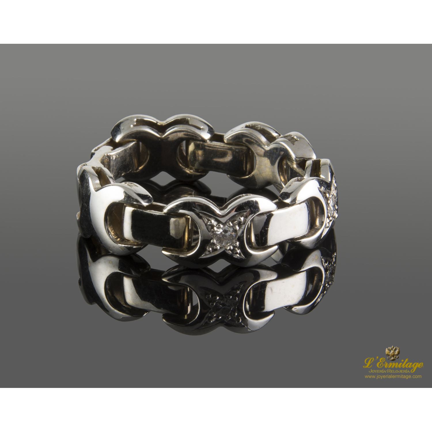 Sortija articulada oro blanco y diamantes