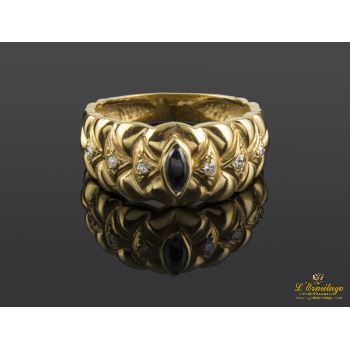 ANILLOS / SORTIJAS<BR>SORTIJA ORO AMARILLO ZAFIRO Y DIAMANTE... · ref.: 