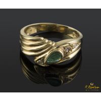 ANILLOS / SORTIJAS<BR>SORTIJA ORO AMARILLO ESMERALDA Y DIAMA...