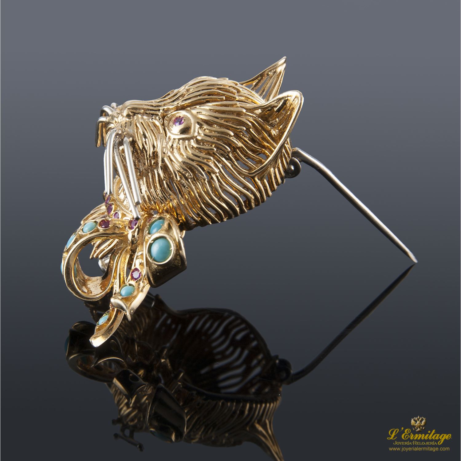 Broche felino oro amarillo