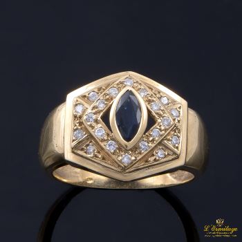 ANILLOS / SORTIJAS<BR>SORTIJA ORO AMARILLO ZAFIROS Y DIAMANT... · ref.: 