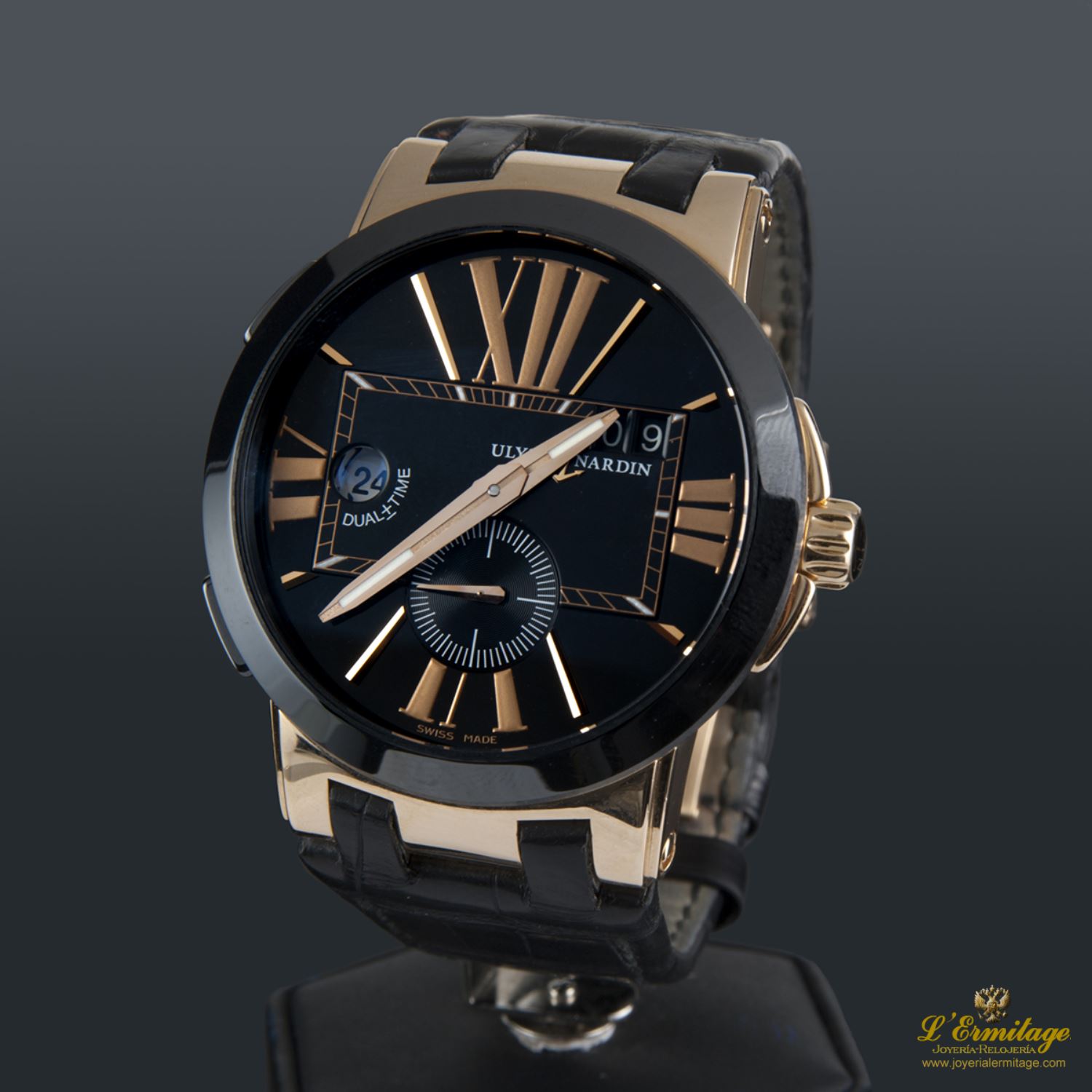 Executive dual time oro amarillo caballero 