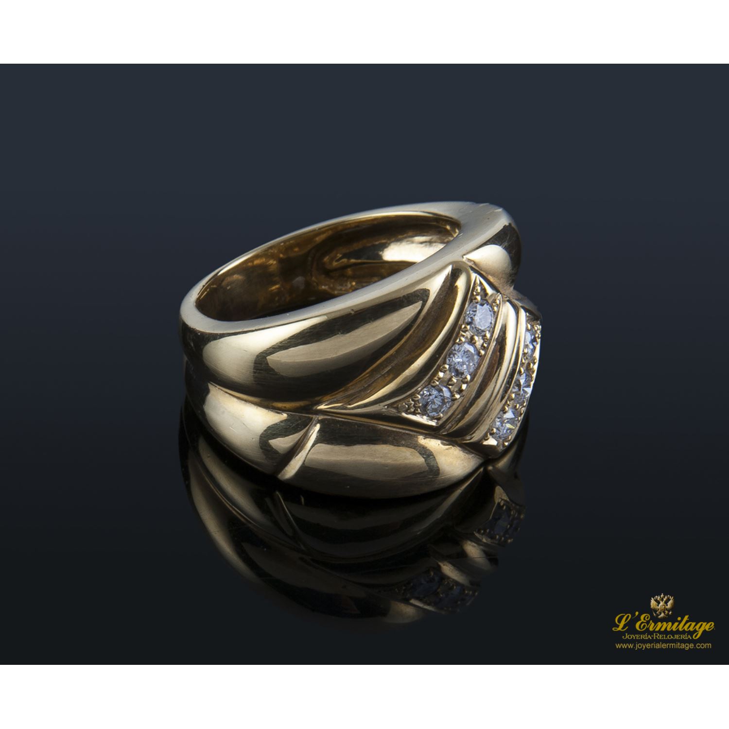 Sortija antigua oro amarillo y diamantes talla antigua