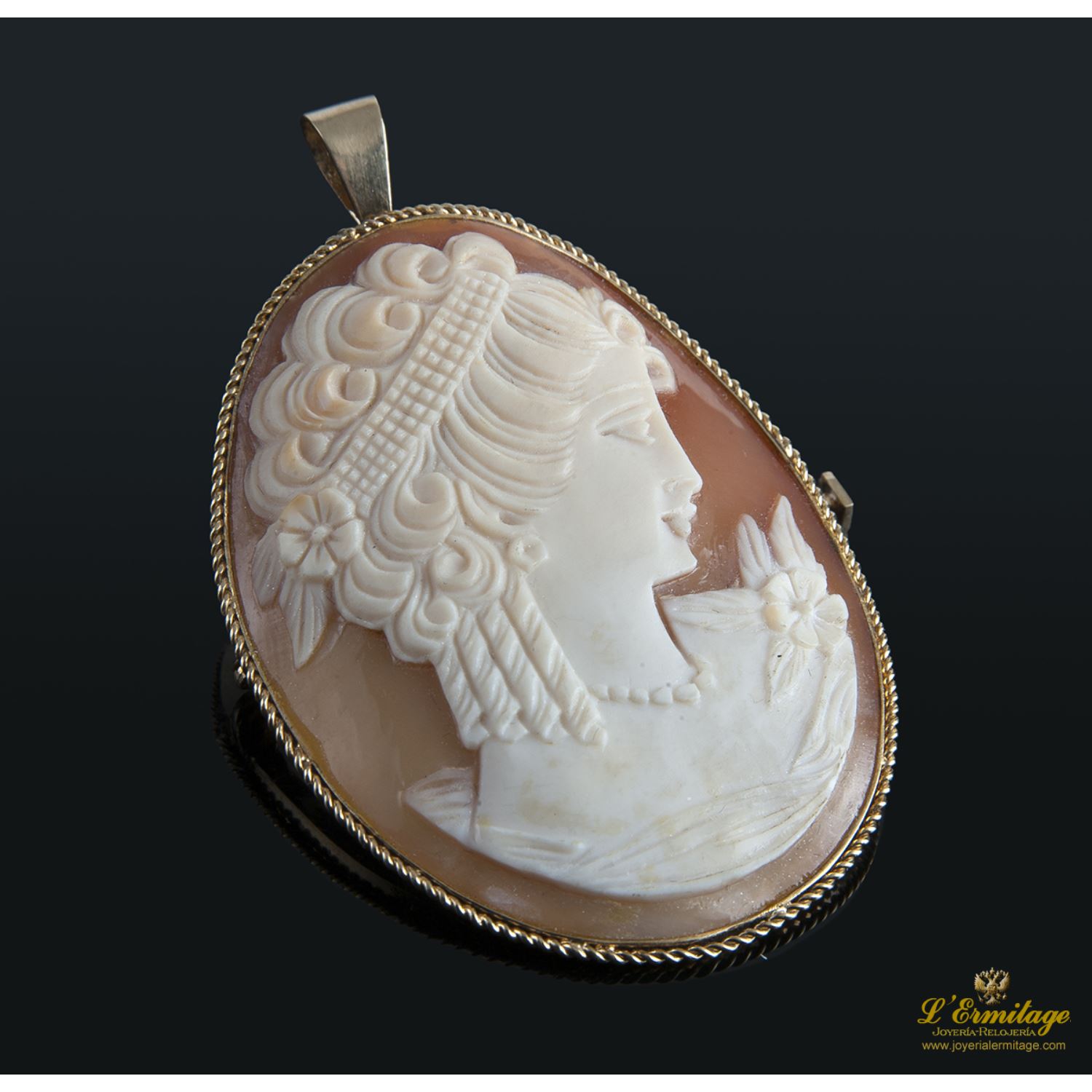 Broche camafeo montado en oro amarillo.