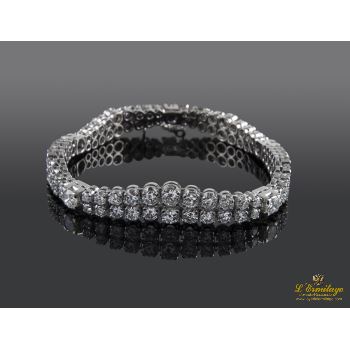 PULSERAS<BR>PULSERA EN ORO BLANCO CON DOBLE FILA D... · ref.: RIMX