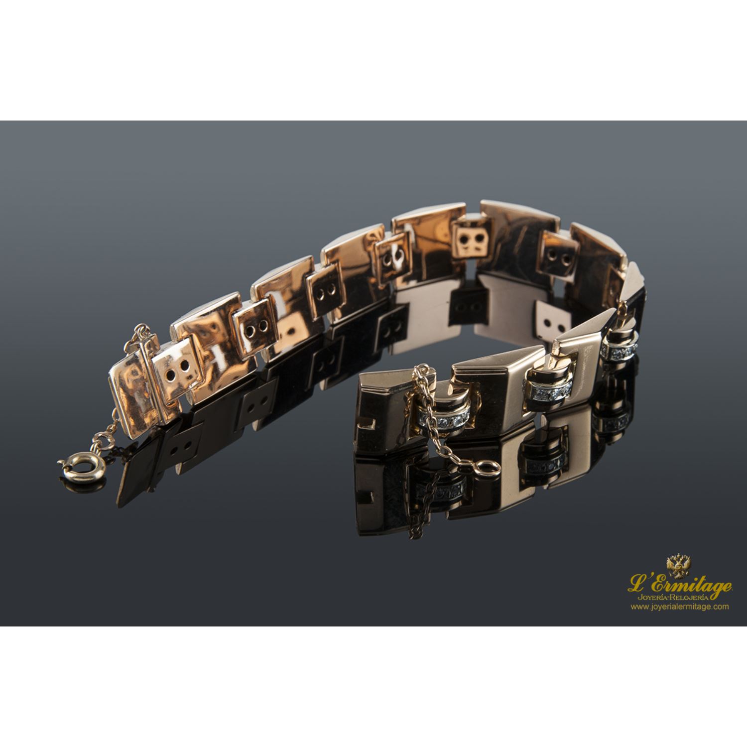 Pulsera oro rosa y diamantes