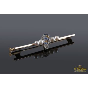 BROCHES / ALFILERES<BR>BROCHE EN ORO AMARILLO Y MOTIVOS CON P... · ref.: XOM