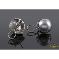 Pendientes oro blanco mate media perla 