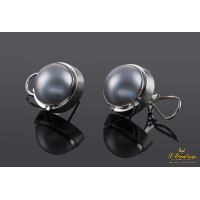 Pendientes oro blanco mate media perla 