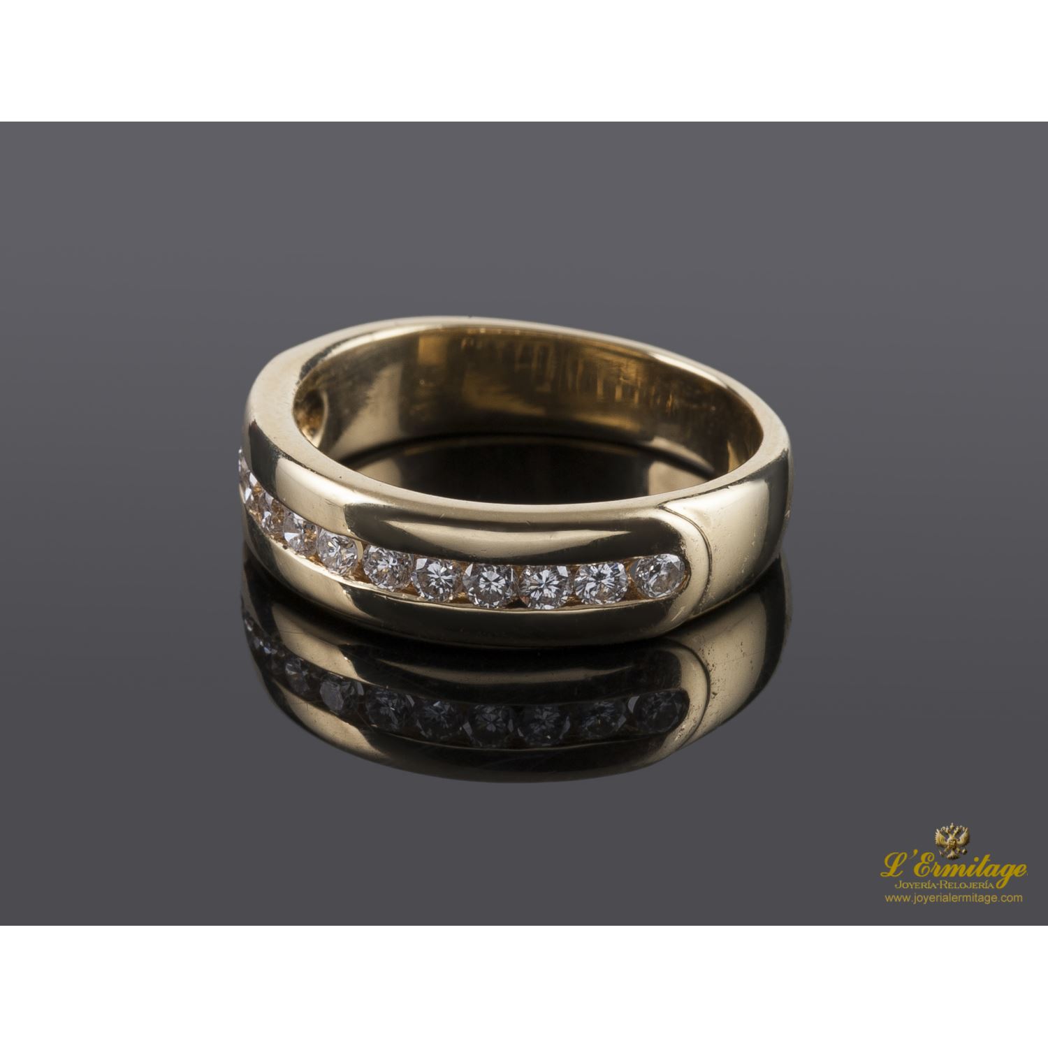 Media alianza oro amarillo y diamantes. Talla nº 10