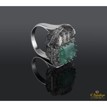 ANILLOS / SORTIJAS<BR>SORTIJA ORO BLANCO ESMERALDA Y DIAMANT... · ref.: (OMX)