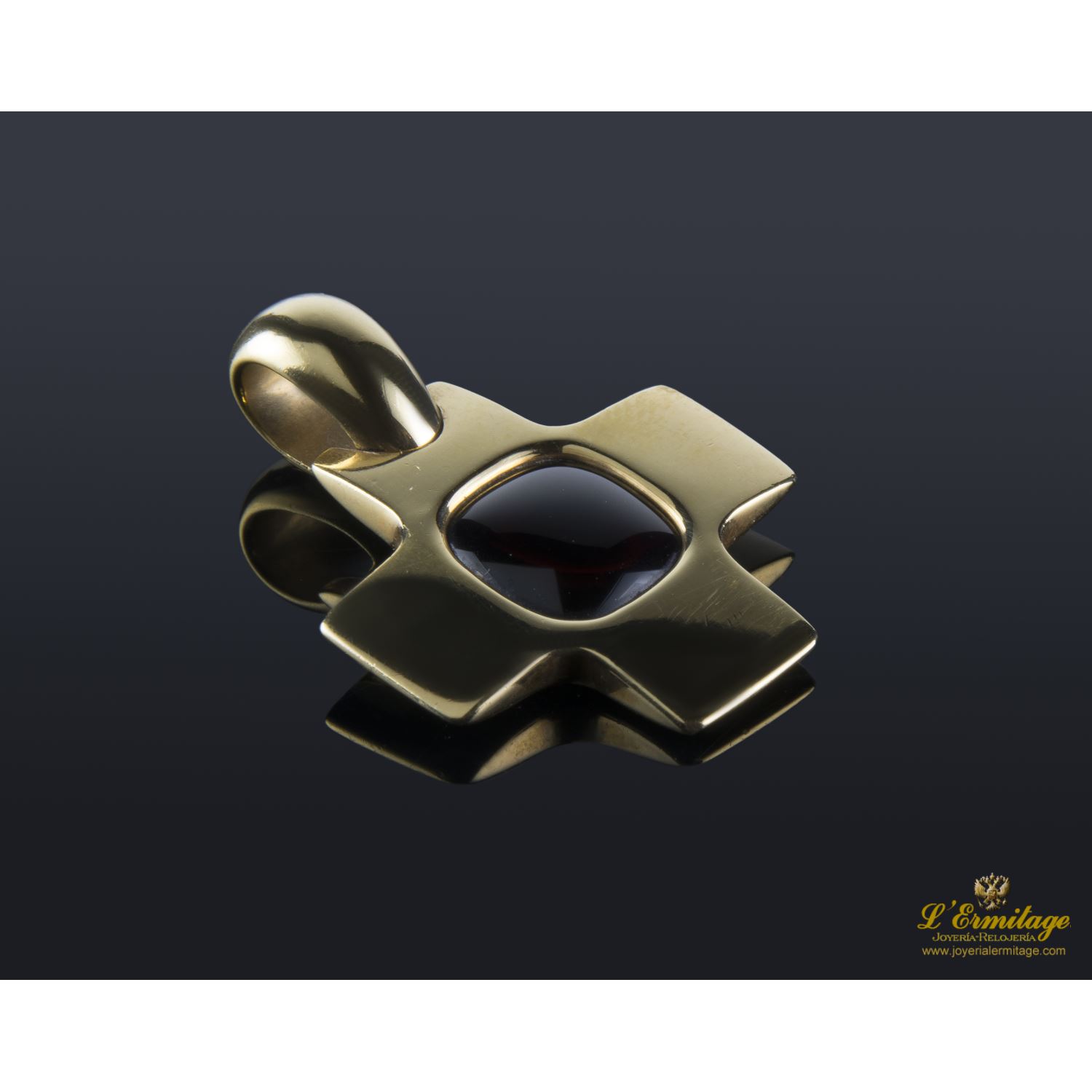 Cruz oro amarillo y granate