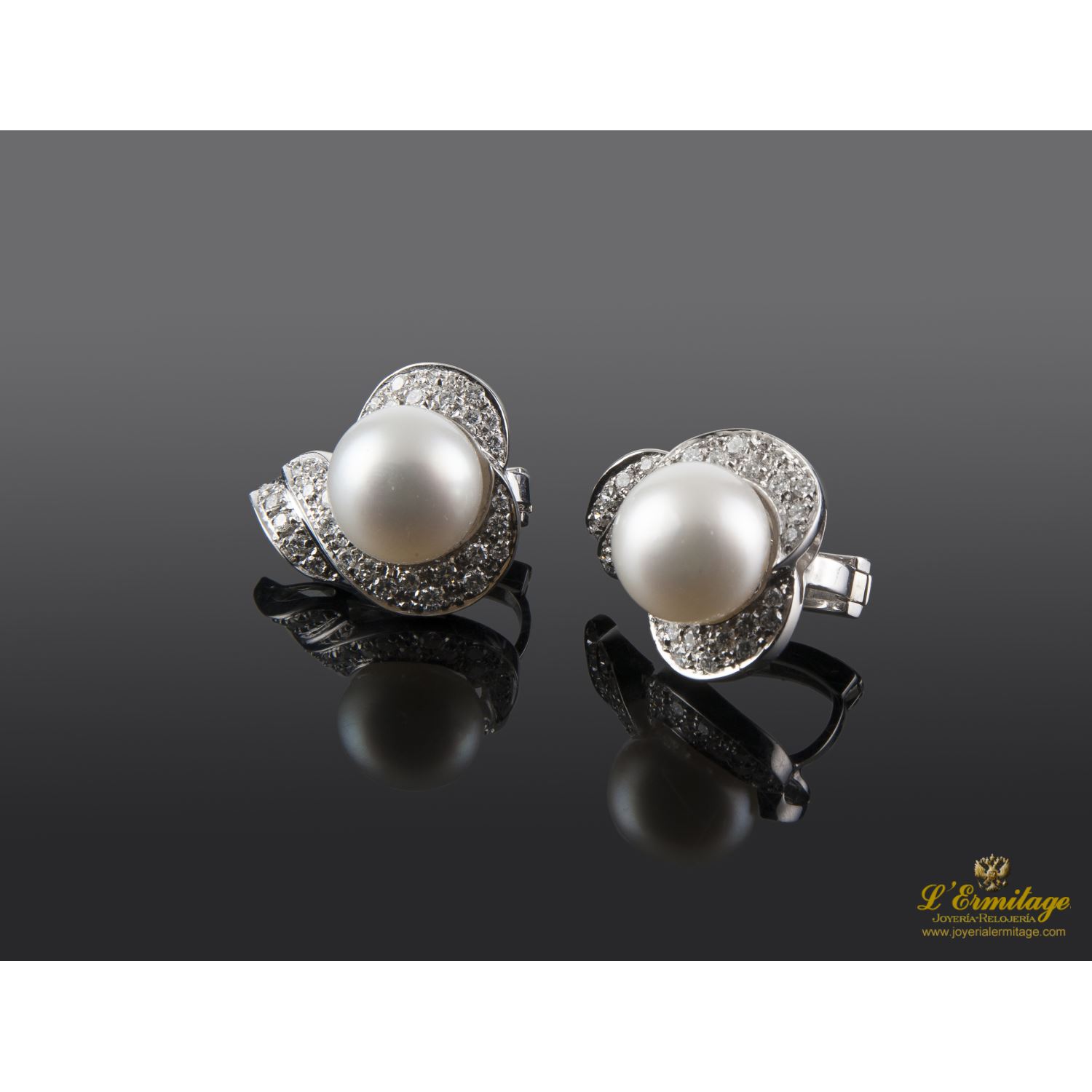 Pendientes oro blanco perla australiana 