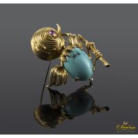 BROCHES / ALFILERES<BR>BROCHE-ALFILER PAJARO ORO AMARILLO TUR...