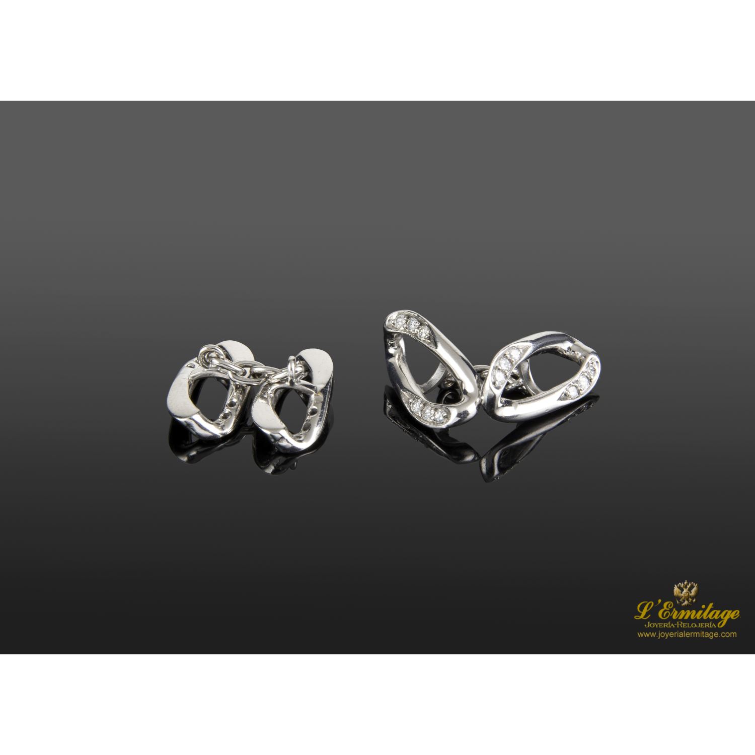 Gemelos oro blanco y diamantes. 