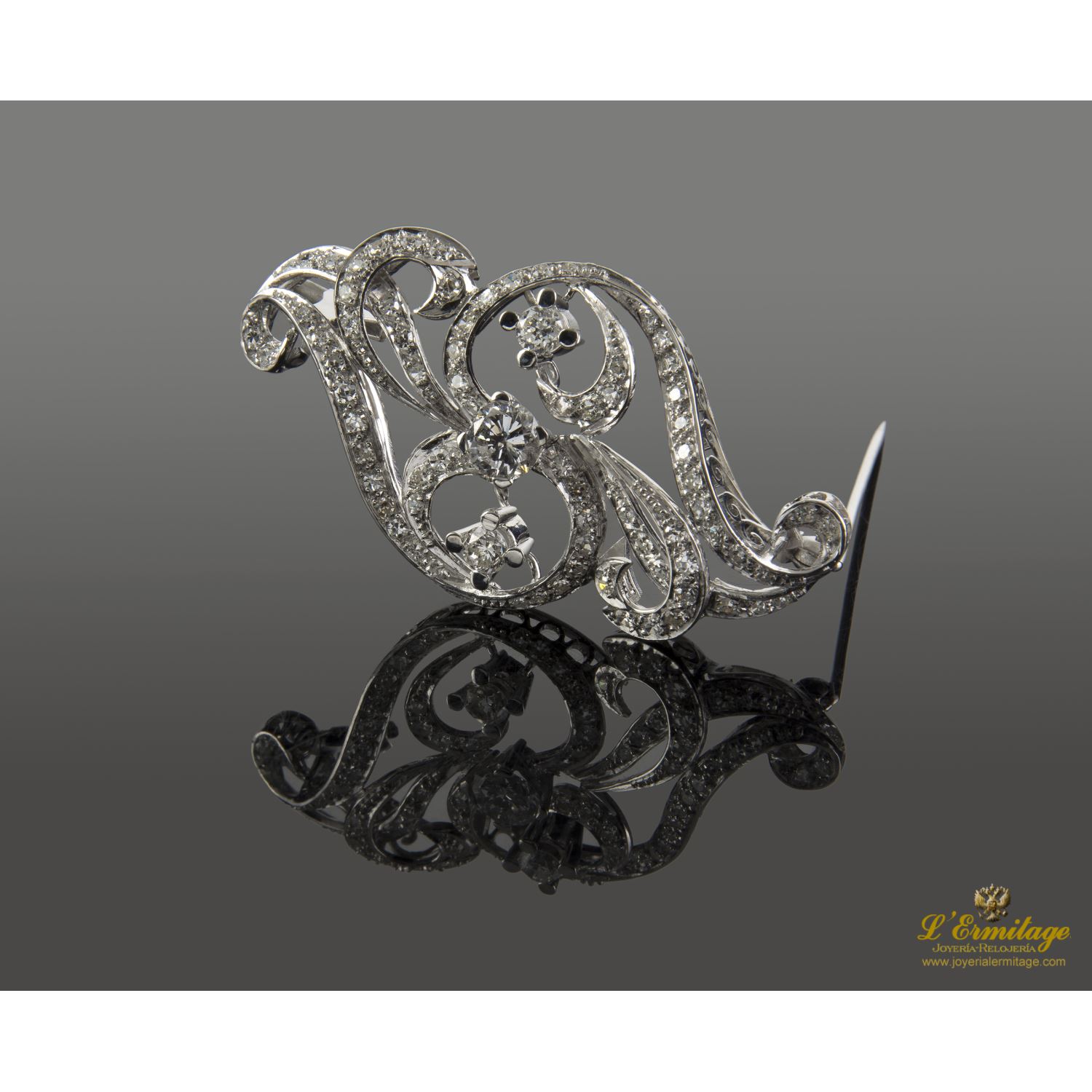 Broche-alfiler oro blanco y diamantes