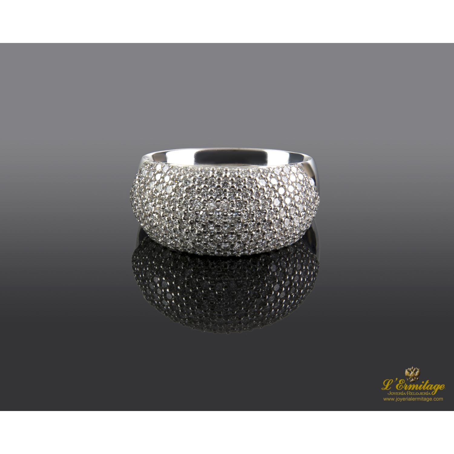 Sortija oro blanco y cuajado de diamantes