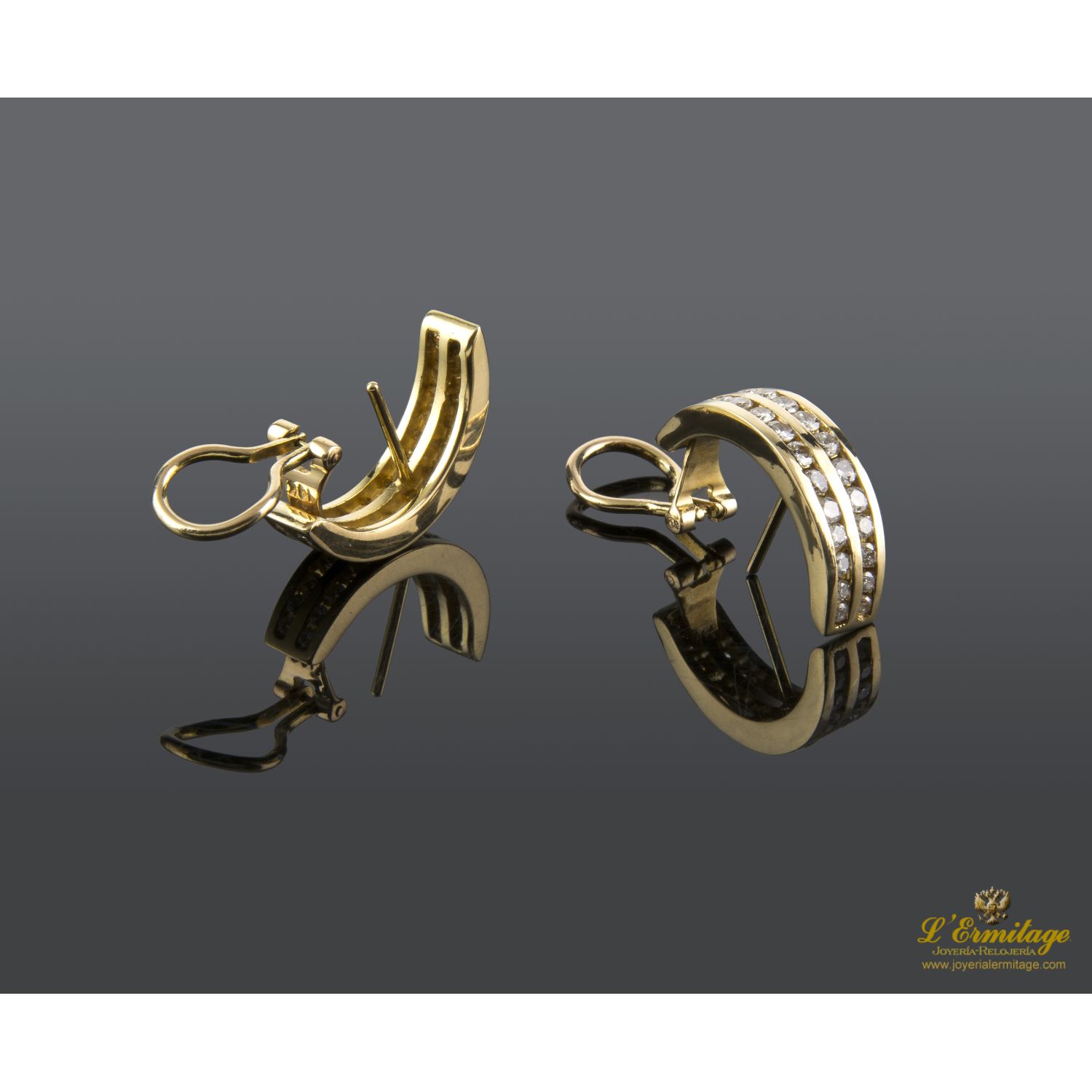 Pendientes en oro amarillo y brillantes