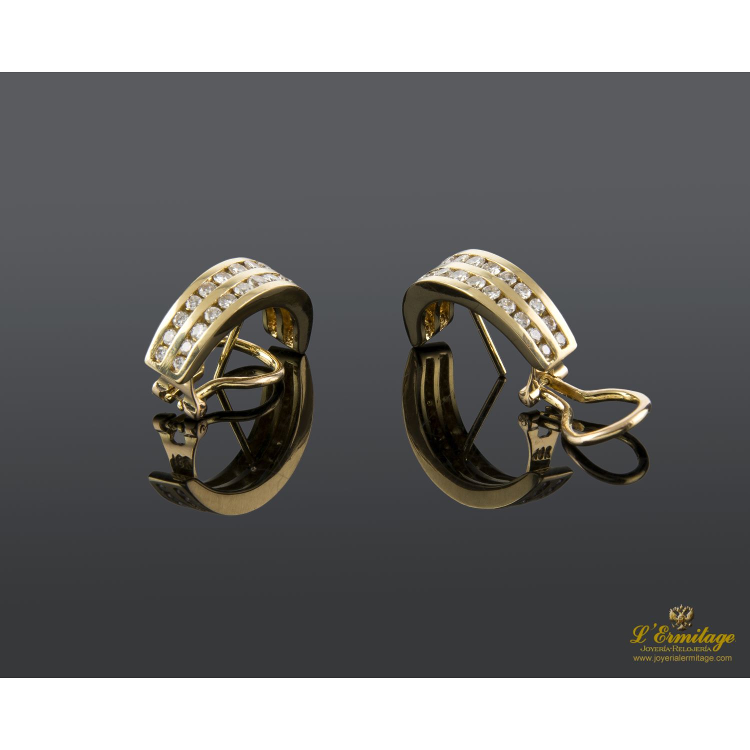 Pendientes en oro amarillo y brillantes