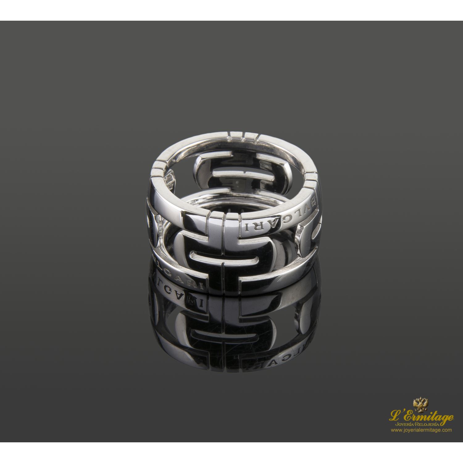 Anillo parentesi oro blanco 18 qt. Talla nº: 53