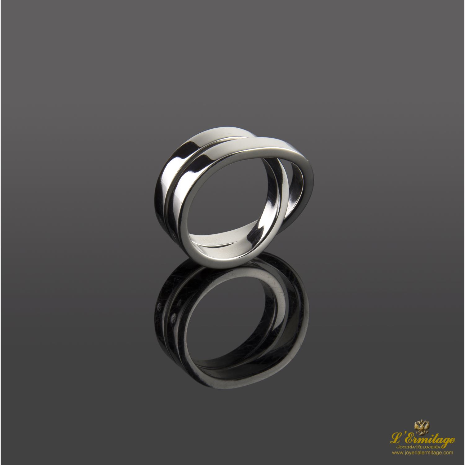 Sortija paris nouvelle vague oro blanco. Talla 53.