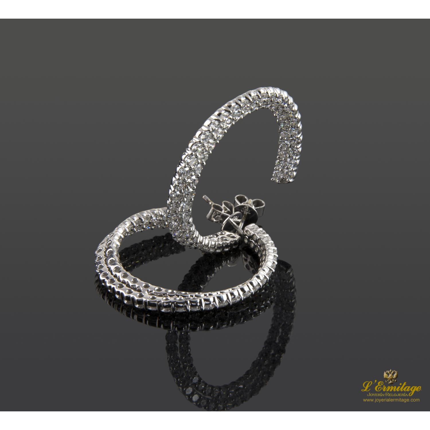 Pendientes aro oro blanco y diamantes