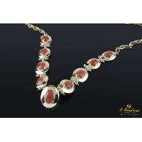 Gargantilla oro amarillo en degrade con cuentas de coral natural