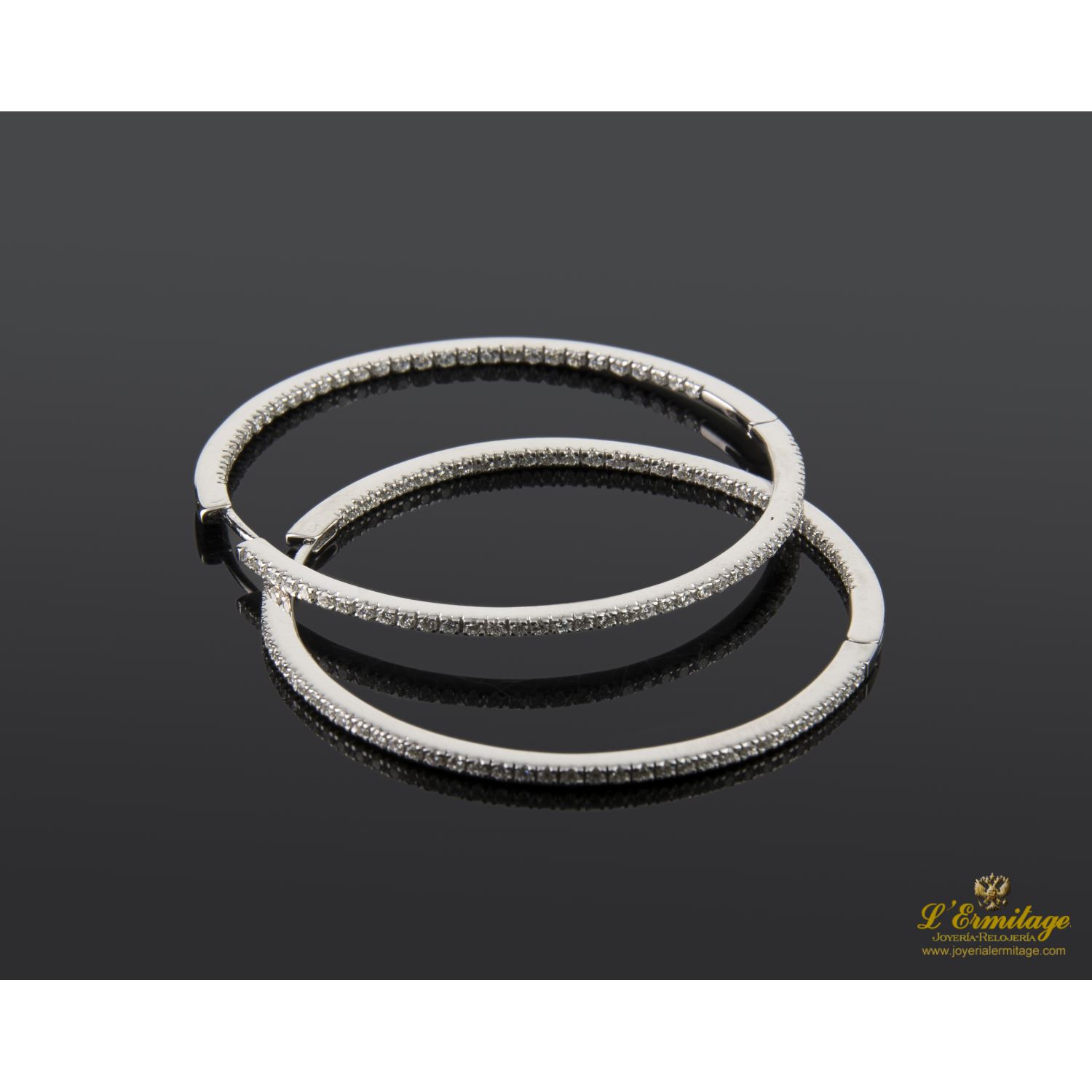 Pendientes oro blanco y diamantes criollas