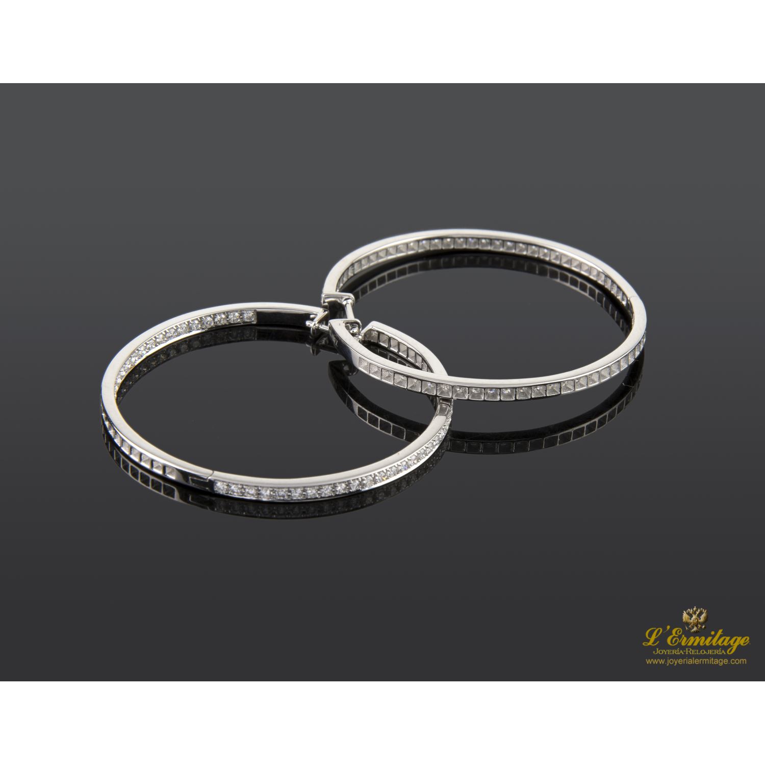 Pendientes oro blanco y diamantes criollas