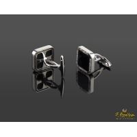 Gemelos oro blanco ónix y diamantes naturales