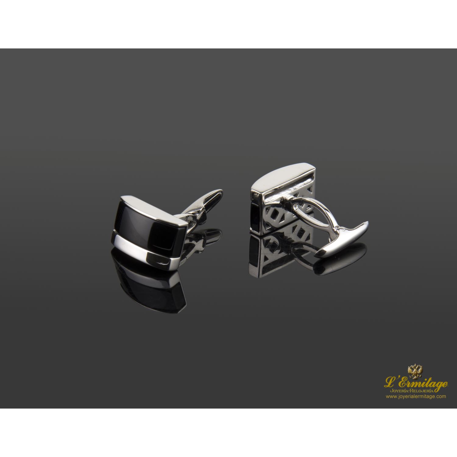 Gemelos oro blanco y onix
