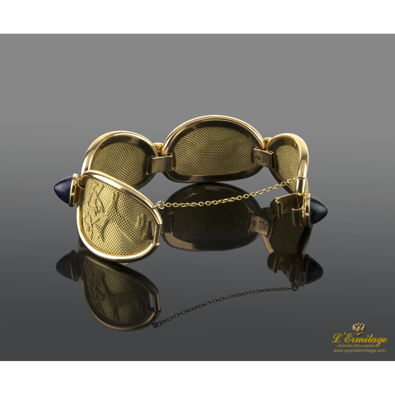 Pulsera antigua oro amarillo y zafiros cabuchón