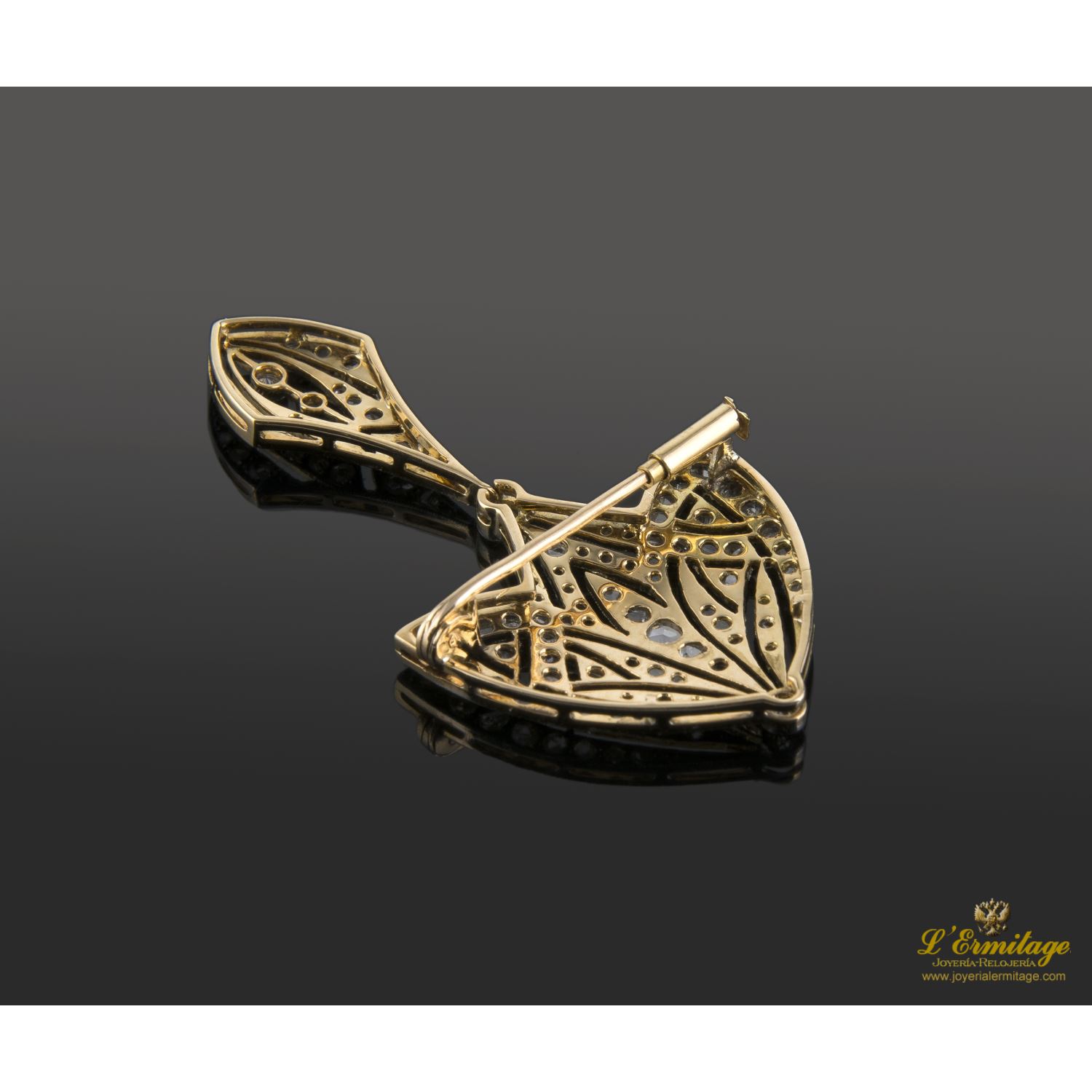 Broche-alfiler oro blanco y diamantes art-decco