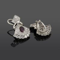 Pendientes oro blanco rubí y diamantes