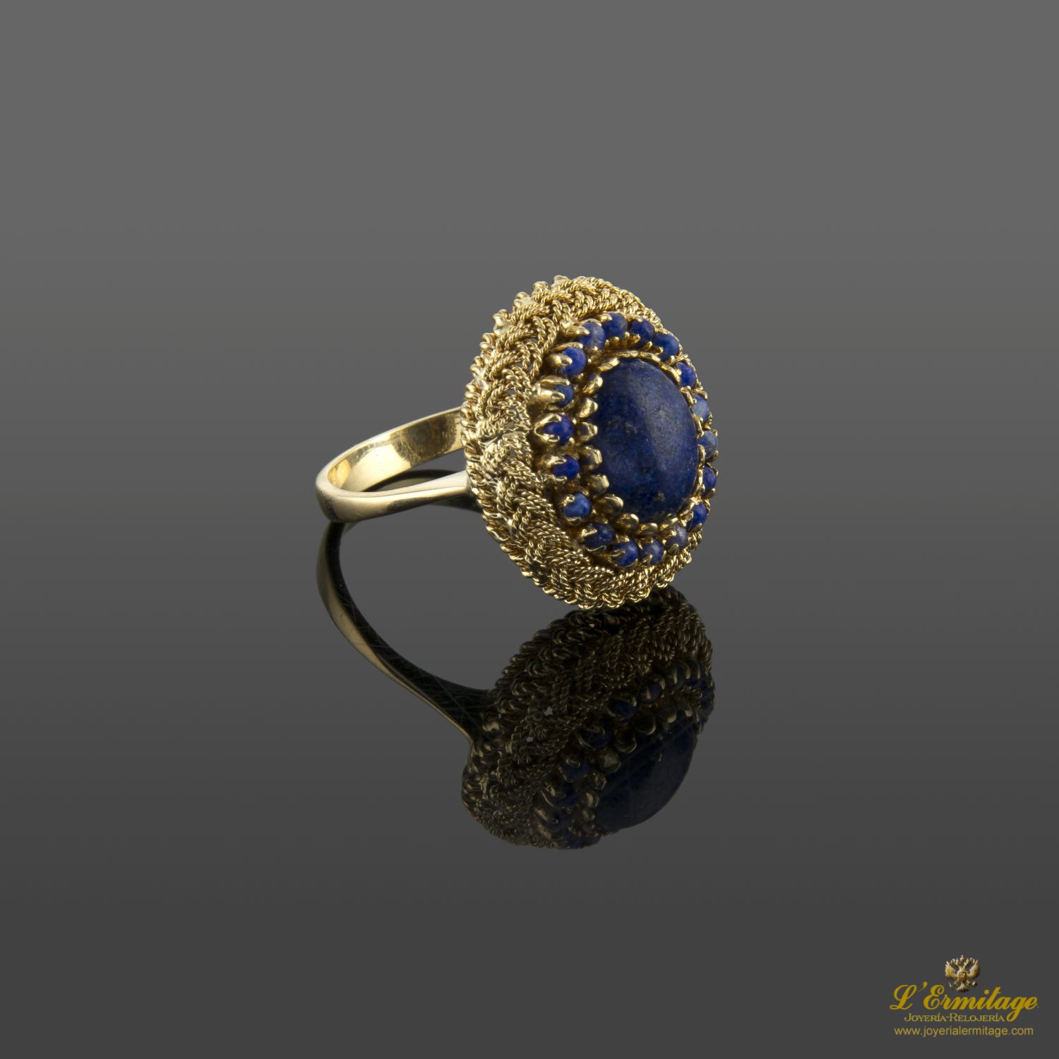 Sortija oro amarillo lapislázuli