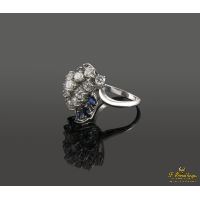 Sortija oro blanco zafiros y diamantes