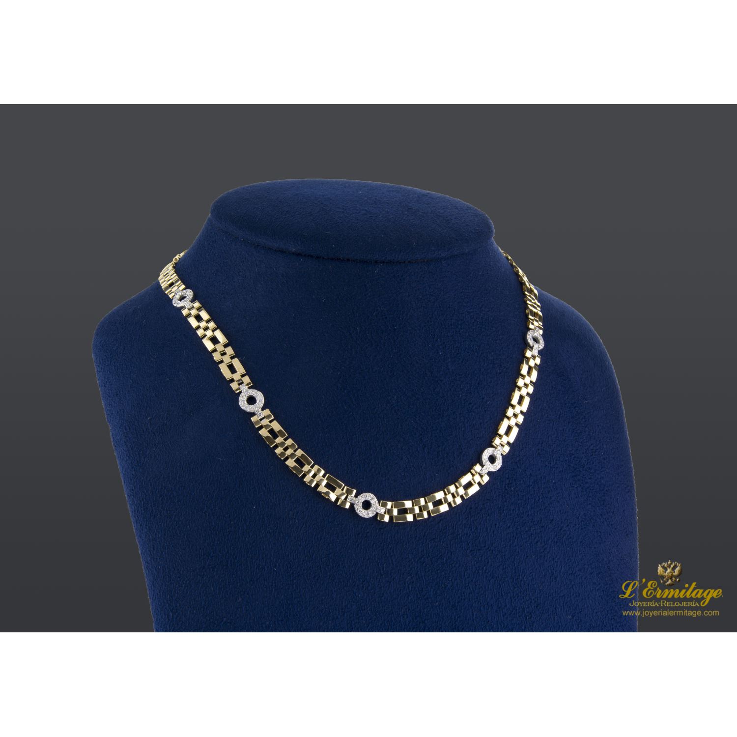 Gargantilla oro amarillo oro blanco y diamantes